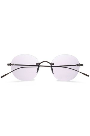 Round-frame gunmetal-tone sunglasses | OLIVER PEOPLES | Sale up to 70% off | THE OUTNET