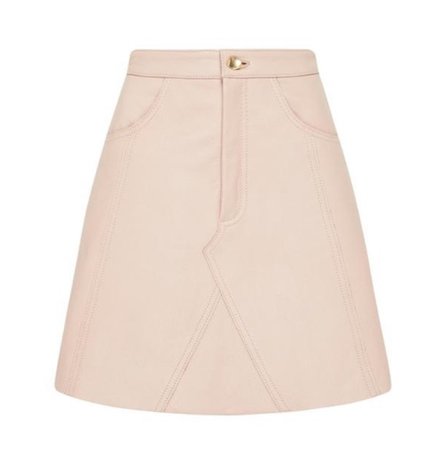 AJE OVERTURE LEATHER MINI SKIRT Mocha Panelled Leather Mini Skirt