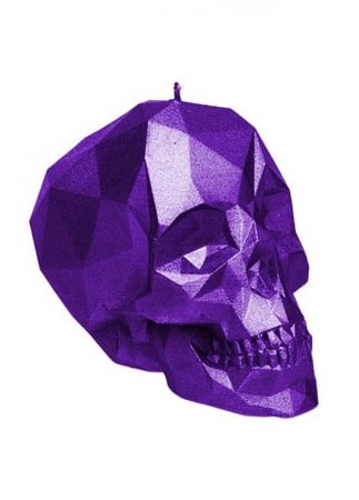 Small Metallic Violet Poly-Skull Candle