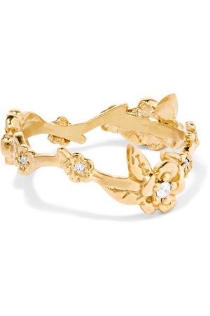 Meadowlark | Alba Vine gold-plated diamond ring | NET-A-PORTER.COM