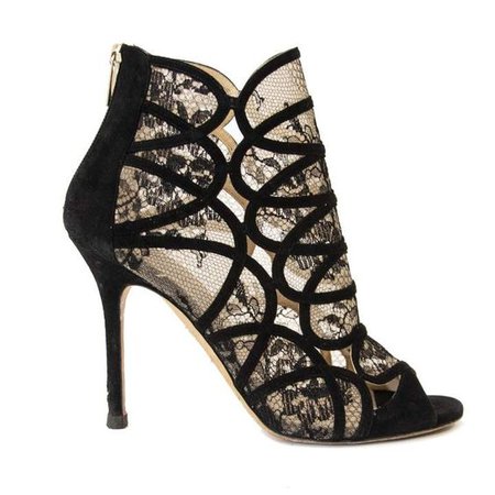 jimmy choo black lace heels pumps