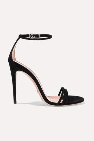 Black Crystal-embellished suede sandals | Gucci | NET-A-PORTER