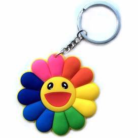 Takashi Murakami colorful smiley face keychain