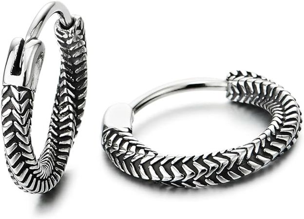 Amazon.com: Pair Stainless Steel Hoop Earrings, Twisted Wheat Design, Vintage Huggie Hinged, Unisex Men Women: Clothing, Shoes & Jewelry