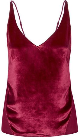 Lucy Velvet And Silk-georgette Camisole - Red