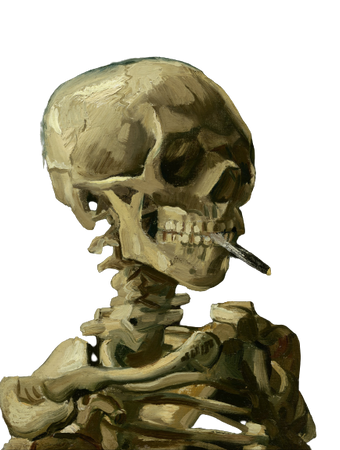 Skeleton smoking van gogh png