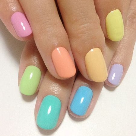 pastel rainbow nails - Google Search