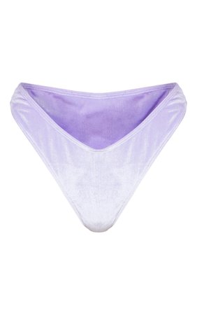 Lilac Velvet Mini V Front Bikini Bottom | PrettyLittleThing