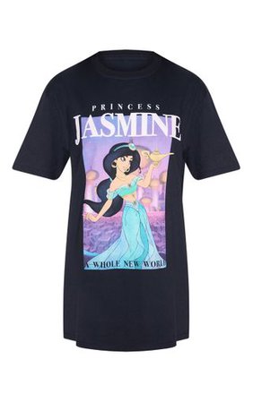 Black Disney Princess Jasmine Oversized T Shirt | PrettyLittleThing