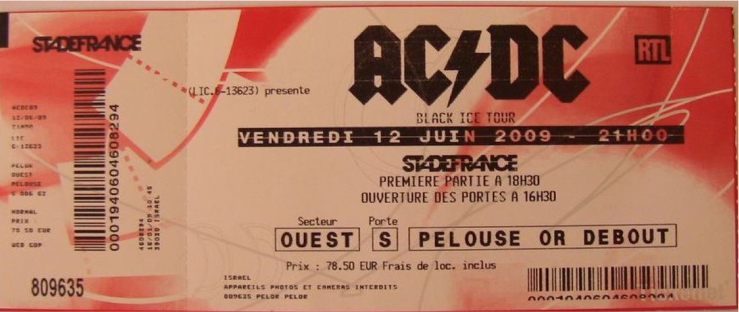 AC/DC concert ticket