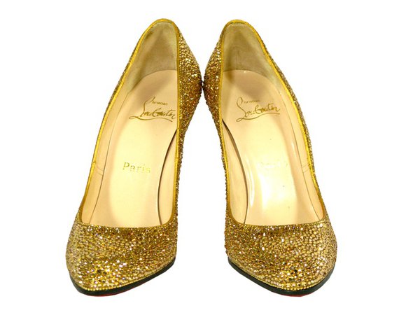 Christian Louboutin Decollete Pumps - Gold Crystal Shoes