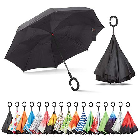Amazon.com: Sharpty Inverted Umbrella, Umbrella Windproof, Reverse Umbrella, Umbrellas for Women with UV Protection, Upside Down Umbrella with C-Shaped Handle (Orange): Sports & Outdoors