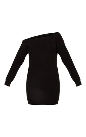 Black Off The Shoulder Sweater Dress | PrettyLittleThing USA