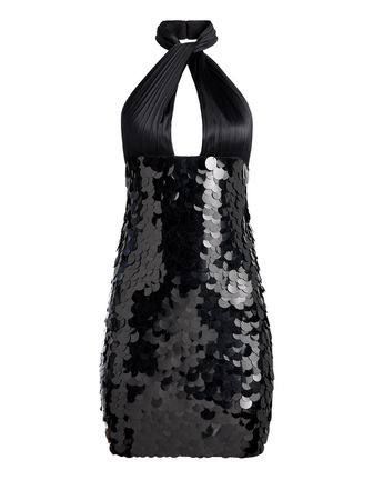 Dedra Embellished Twist Neck Mini Dress In Black | Alice And Olivia