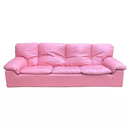 Large Brunati Leather Sofa in Typical 80s Color For Sale at 1stDibs | 80s furniture for sale, pink leather couch, pink leather sofa