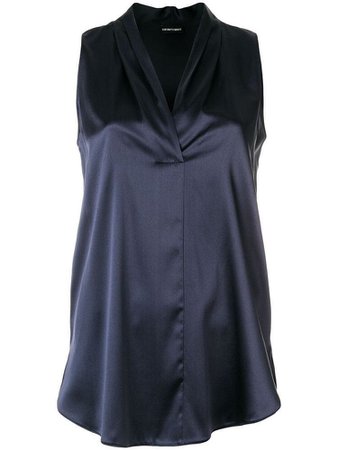 Emporio Armani pleated neck blouse - Blue