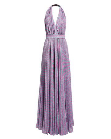 Lurex Striped Halter Gown