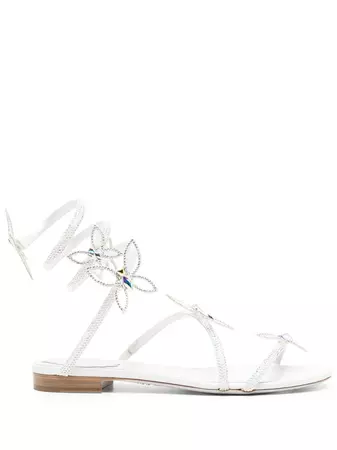 René Caovilla Butterfly Embellished Flat Sandals - Farfetch