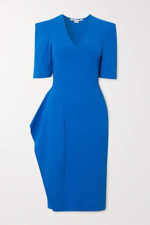Ruffled Stretch-knit Dress - Blue