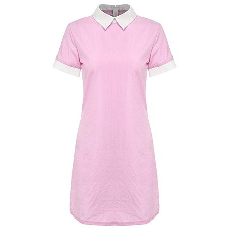 Amazon.com: MIOIM Womens Summer Elegant Peter Pan Dress Collar Plain Short Sleeves Slim Casual Business Party Mini Dress: Gateway