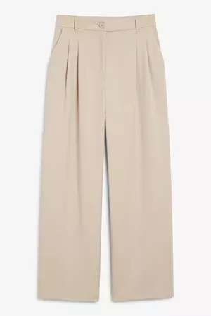 Taupe wide leg trousers - Taupe - Monki WW