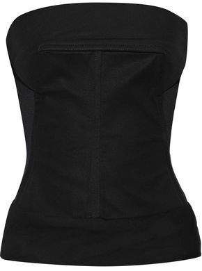 Strapless Tulle-paneled Cotton-blend Canvas Bustier Top