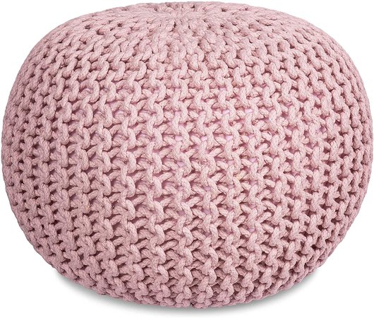 Amazon.com: BIRDROCK HOME Round Pouf Foot Stool Ottoman - Knit Bean Bag Floor Chair - Cotton Braided Cord - Great for The Living Room, Bedroom and Kids Room - Small Furniture (Dusty Rose): Kitchen & Dining