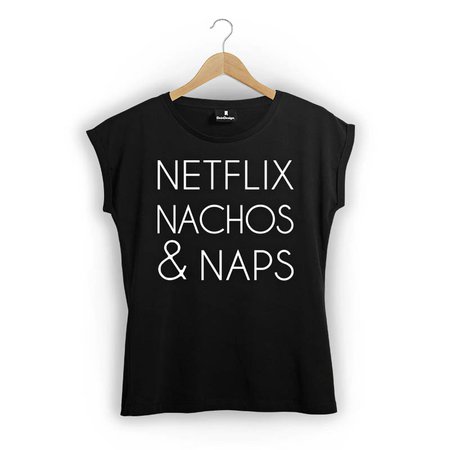 Netflix, Nachos, Naps schwarz für T-Shirts Frauen (schwarz) für M von DeinDesign™