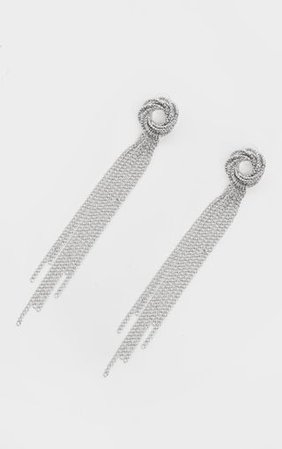 Silver Twist Chain Drop Earrings | PrettyLittleThing