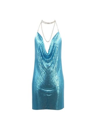 blue metal sequin dress chain