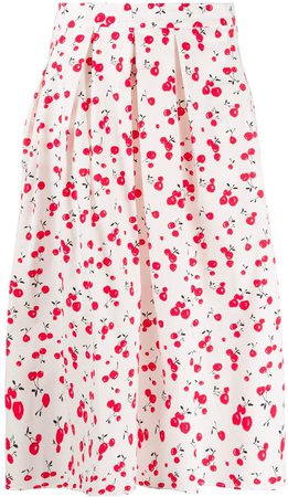 Cherry-Print Pleated Skirt