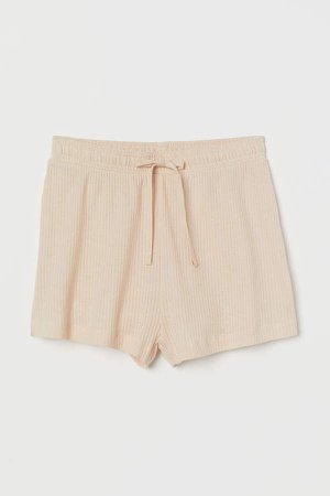 Pointelle Cotton Shorts - Beige
