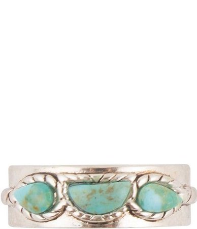 Barse Sterling Silver and Genuine Turquoise Band Ring