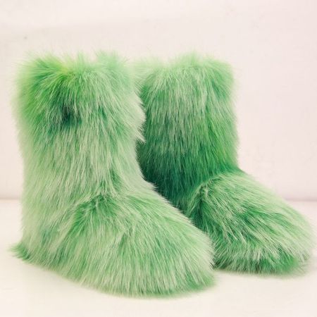furry light green boots