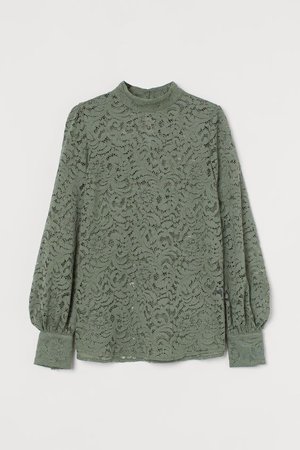 Lace Blouse - Khaki green - Ladies | H&M US