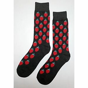 NWT Strawberry Dress Socks Novelty Men 8-12 Black Fun Sockfly | eBay