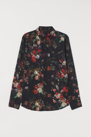 Patterned Shirt - Black/floral - | H&M US