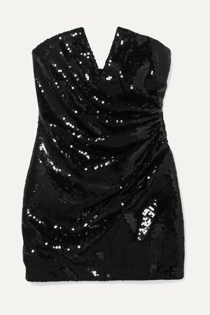 SAINT LAURENT | Strapless sequined crepe mini dress | NET-A-PORTER.COM