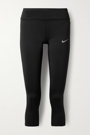 Black Racer cropped mesh-trimmed Dri-FIT leggings | Nike | NET-A-PORTER