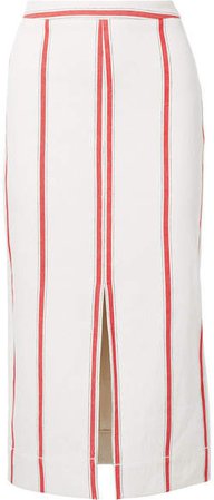 Striped Cotton Midi Skirt - Cream