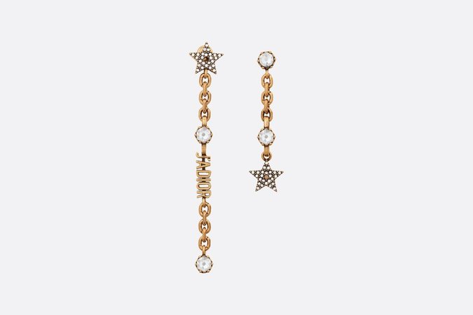 White Crystal J’Adior Antique Gold-Finish Earrings - Fashion Jewellery - Women's Fashion | DIOR