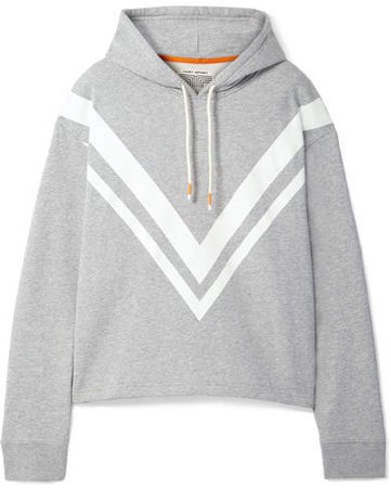 Striped French Cotton-terry Hoodie - Gray