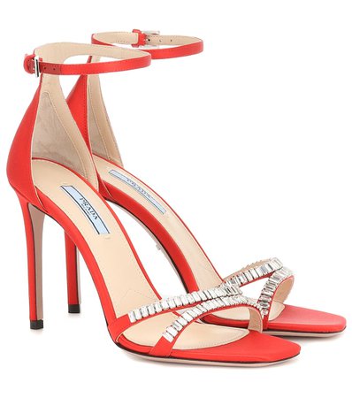 Embellished Satin Sandals - Prada | Mytheresa