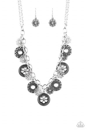flower silver necklace