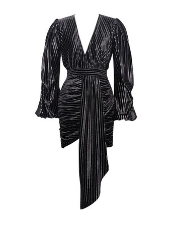 Time To Shine Black Silver Sparkling Stripe Velvet Draped Dress – Miss Circle