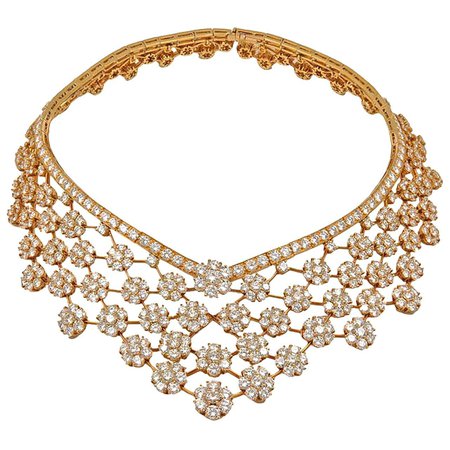 Van Cleef and Arpels Diamond 75 Carat Snowflakes Necklace For Sale at 1stDibs | van cleef choker