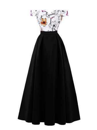 Black 1950S Off Shoulder Maxi Dress – Retro Stage - Chic Vintage Dresses and Accessories