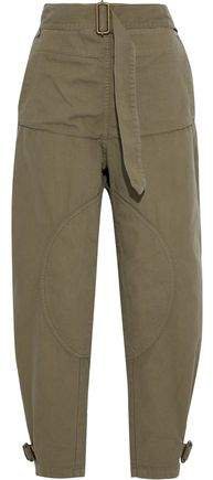 Layered Belted Cotton-canvas Tapered Pants