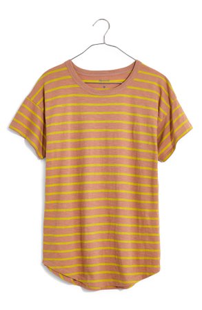 Madewell Beacham Stripe Whisper Cotton Rib Crewneck T-Shirt | Nordstrom