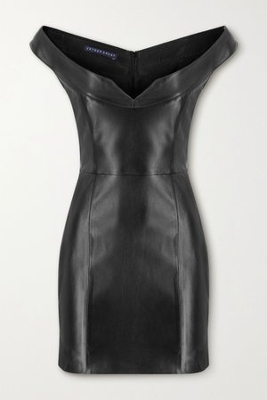 Black Off-the-shoulder leather mini dress | Zeynep Arcay | NET-A-PORTER